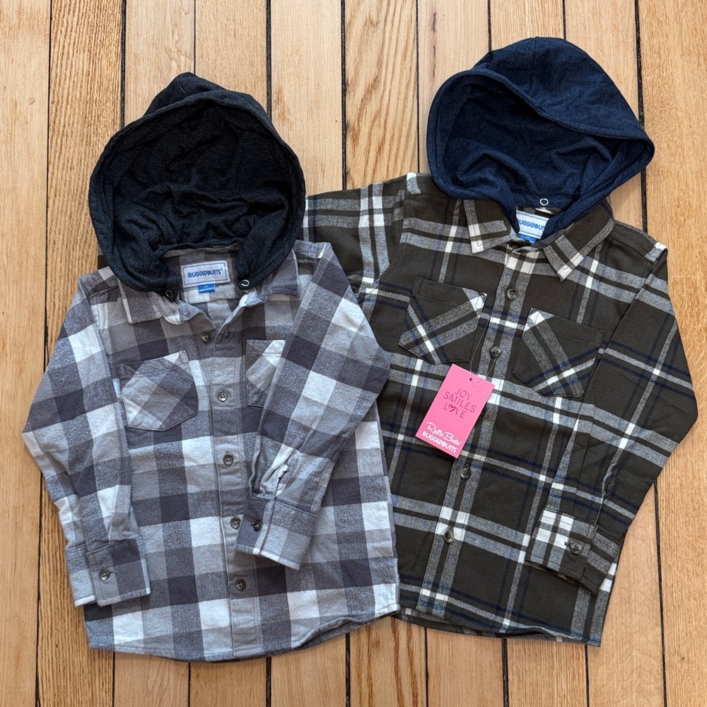 Oliver Plaid Hooded Button Down Shirt Bundle